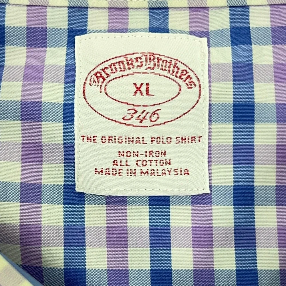 Brooks Brothers Button Down Shirt Men's XL Blue Purple White Plaid‎ Long Sleeve